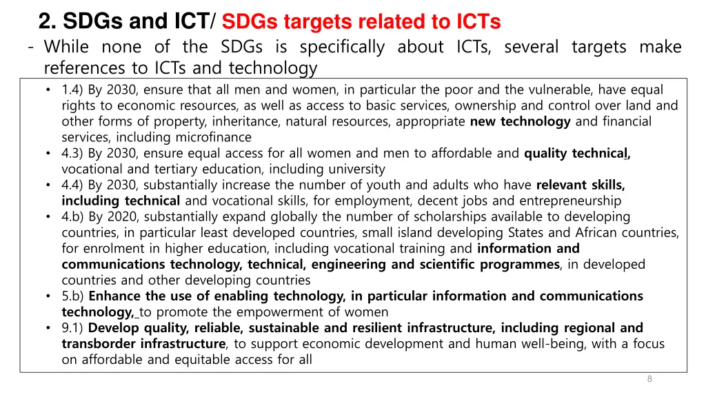 2 sdgs and ict sdgs targets related to icts while