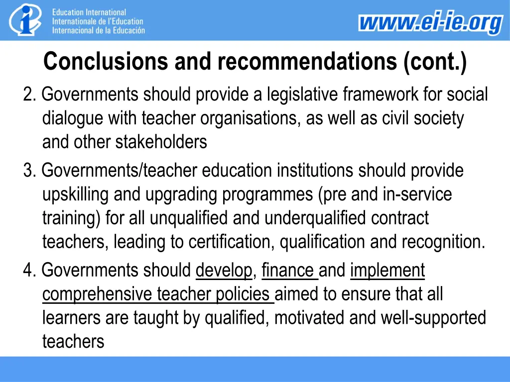 conclusions and recommendations cont
