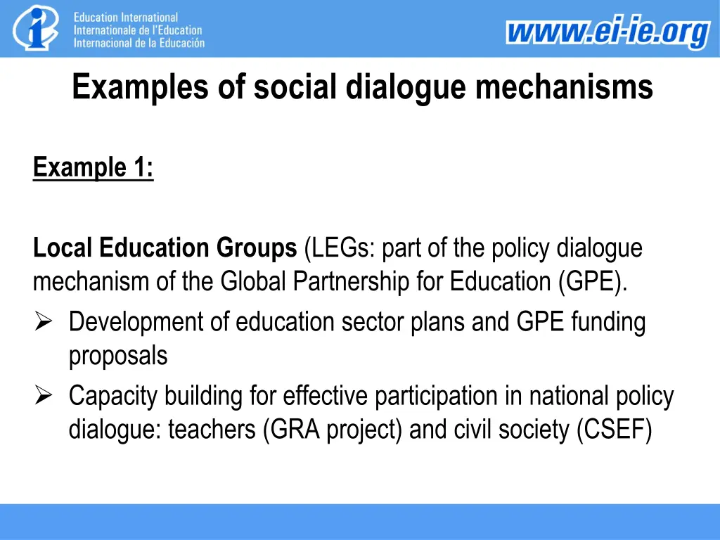 examples of social dialogue mechanisms