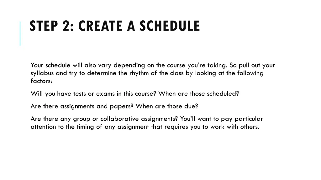 step 2 create a schedule
