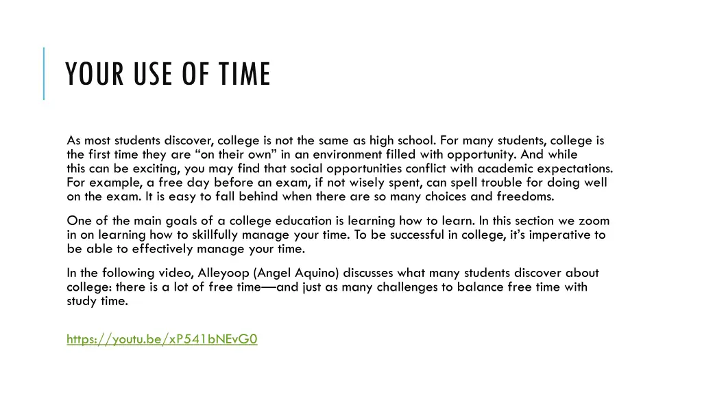 your use of time 1