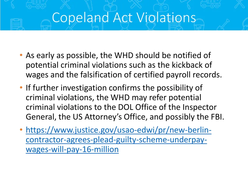 copeland act violations
