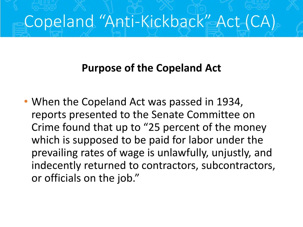 copeland anti kickback act ca