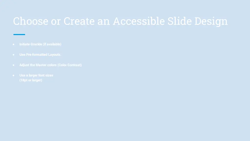 choose or create an accessible slide design