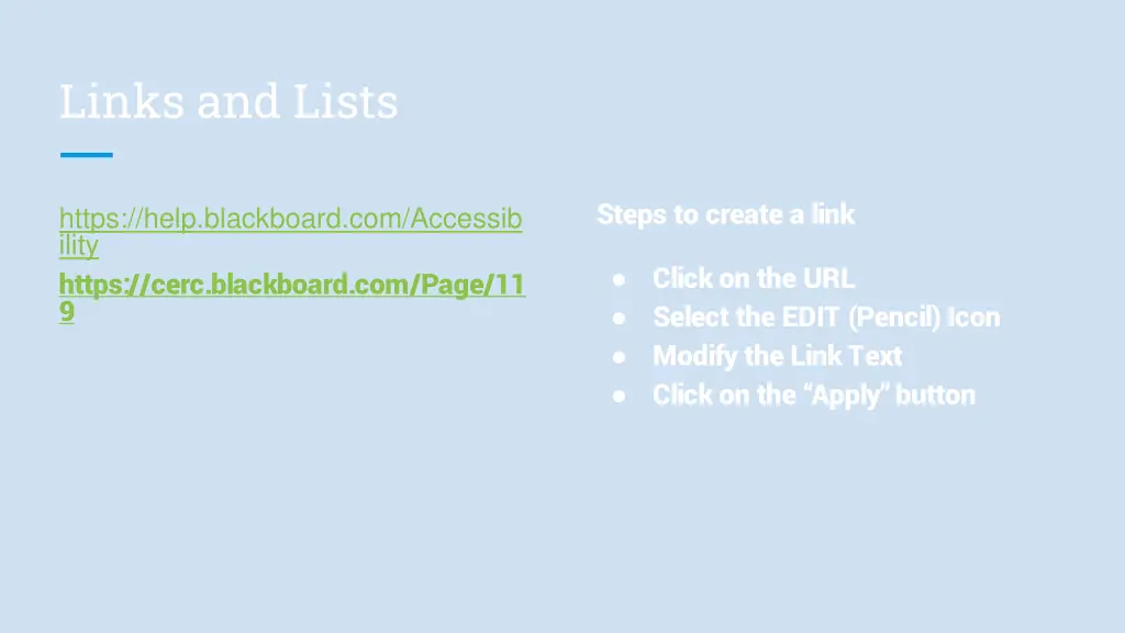 links and lists