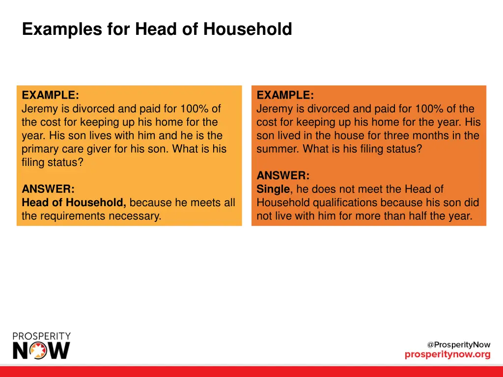 examples for head of household
