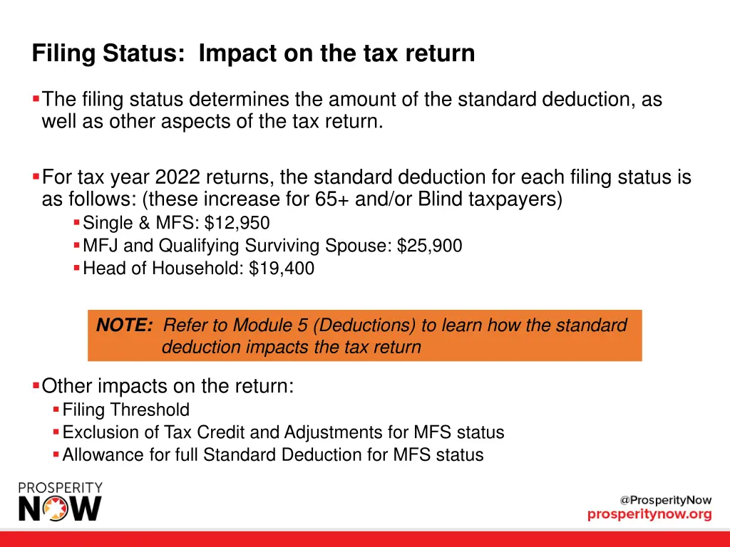 filing status impact on the tax return