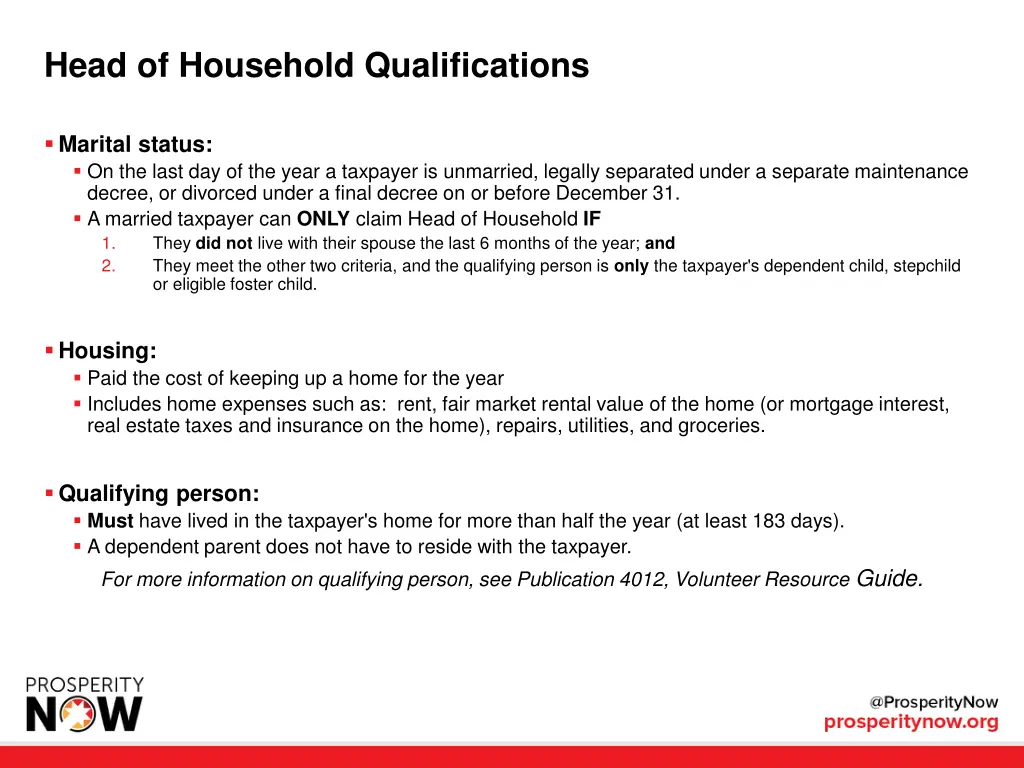 head of household qualifications