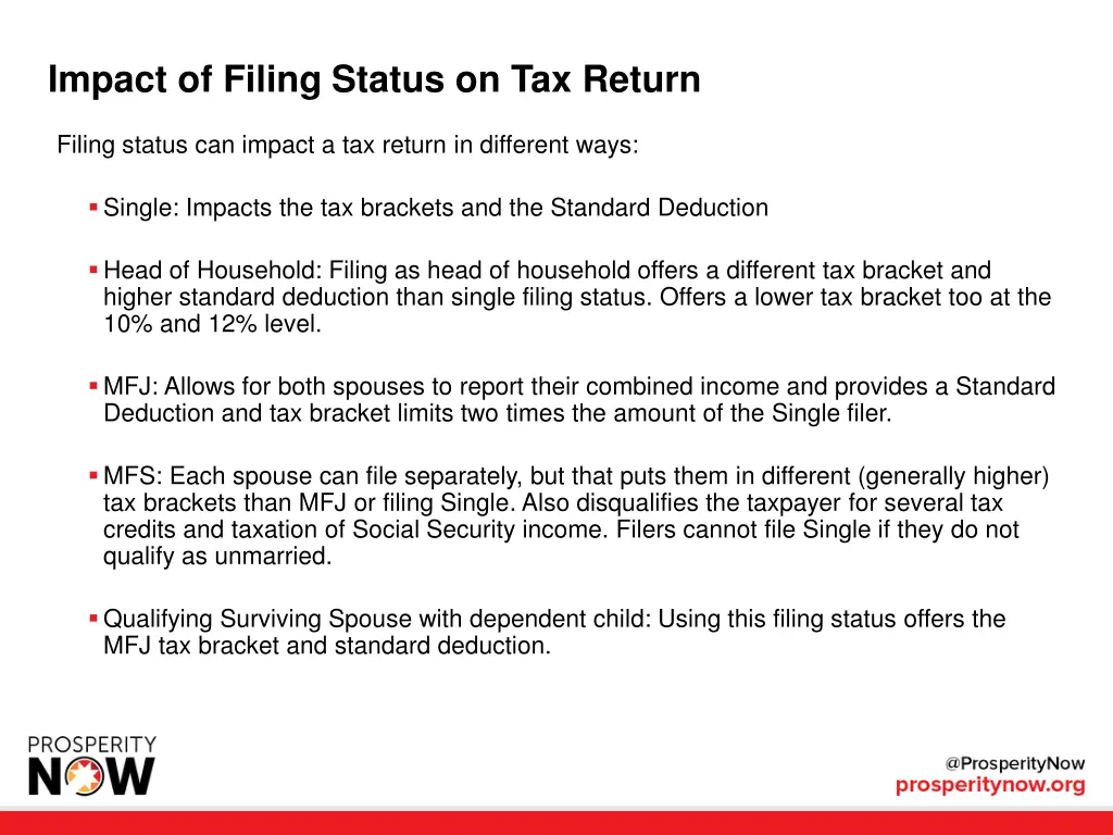 impact of filing status on tax return