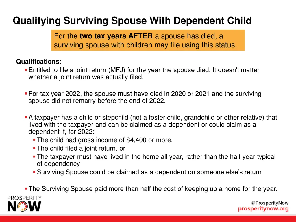 qualifying surviving spouse with dependent child