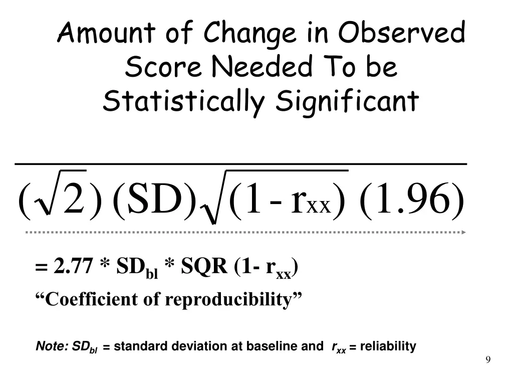 amount of change in observed score needed