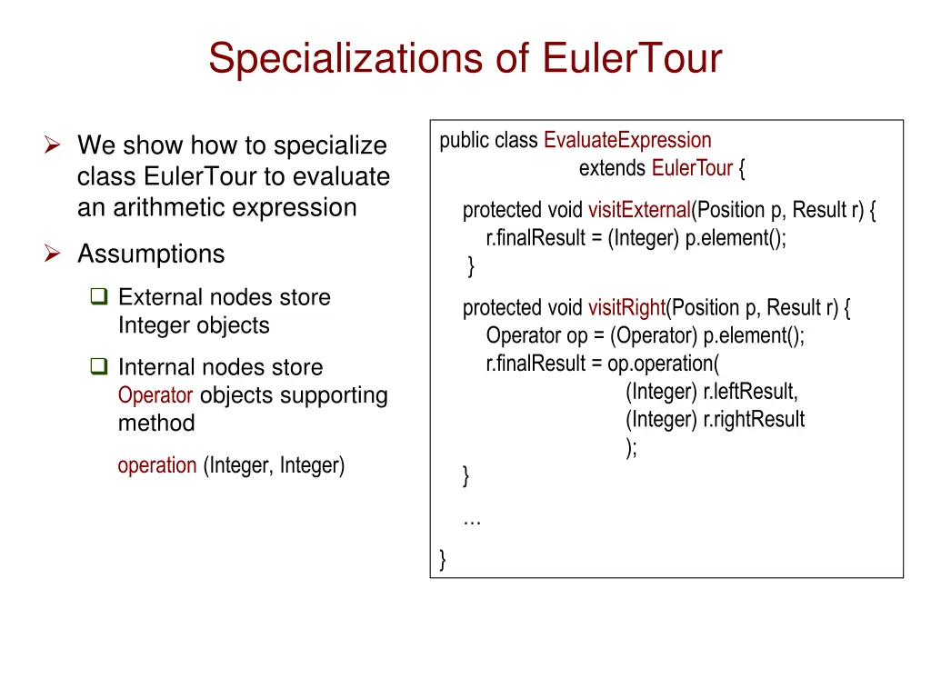 specializations of eulertour