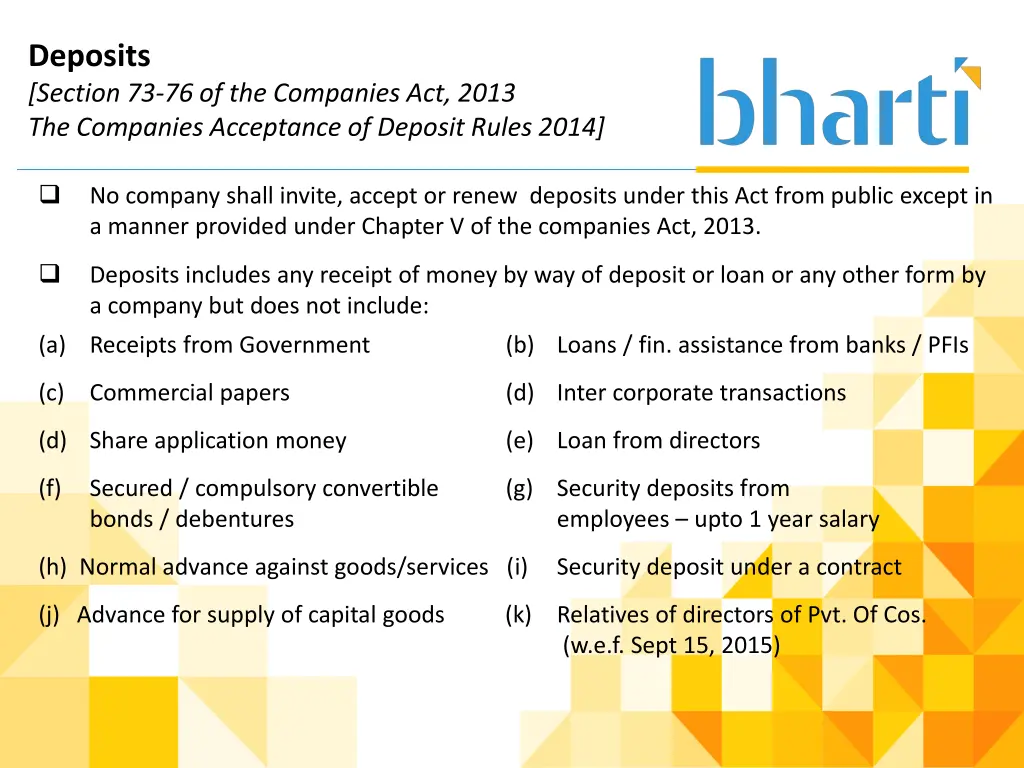 deposits section 73 76 of the companies act 2013