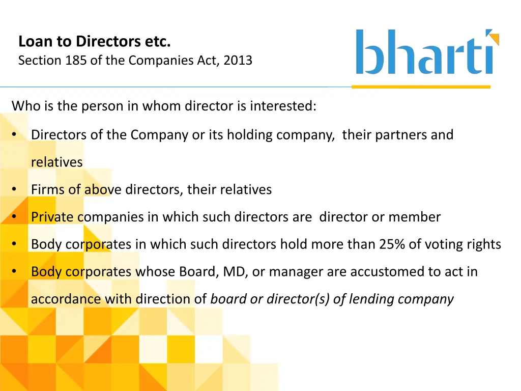 loan to directors etc section 1