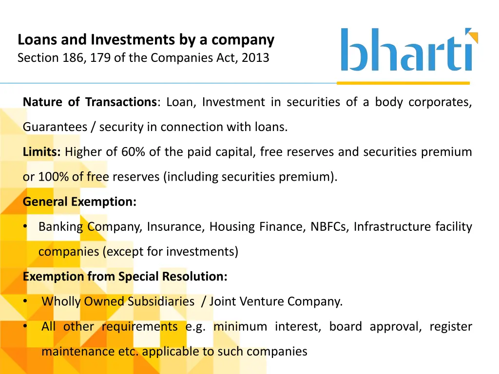 loans and investments by a company section 1