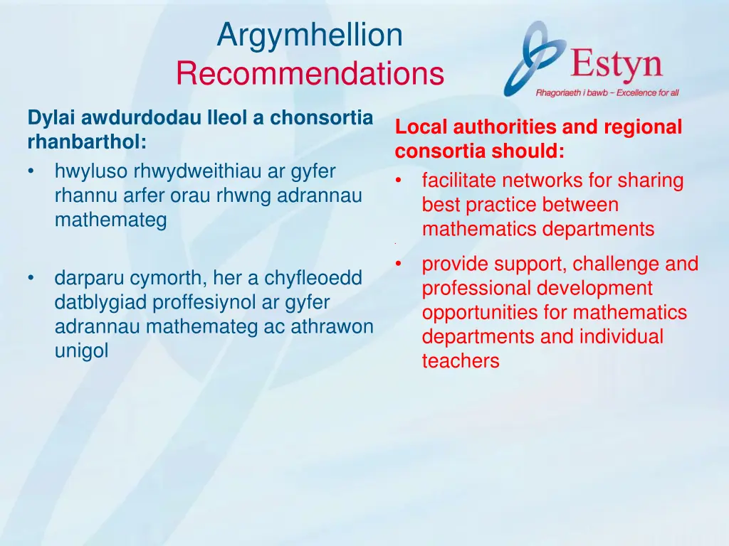 argymhellion recommendations 2