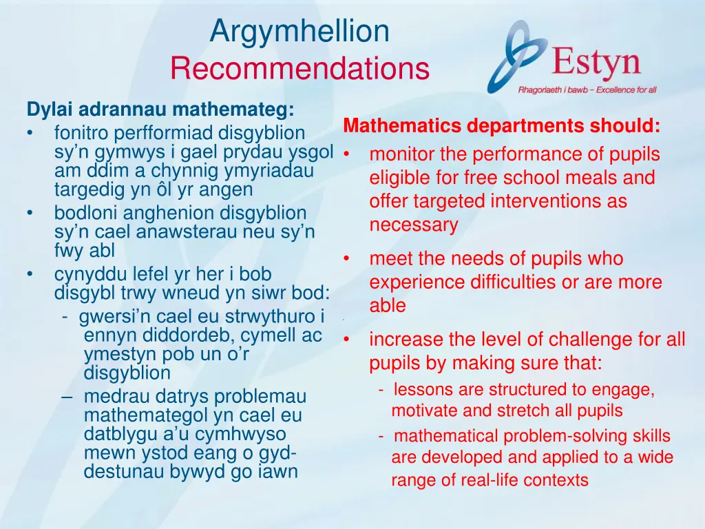 argymhellion recommendations