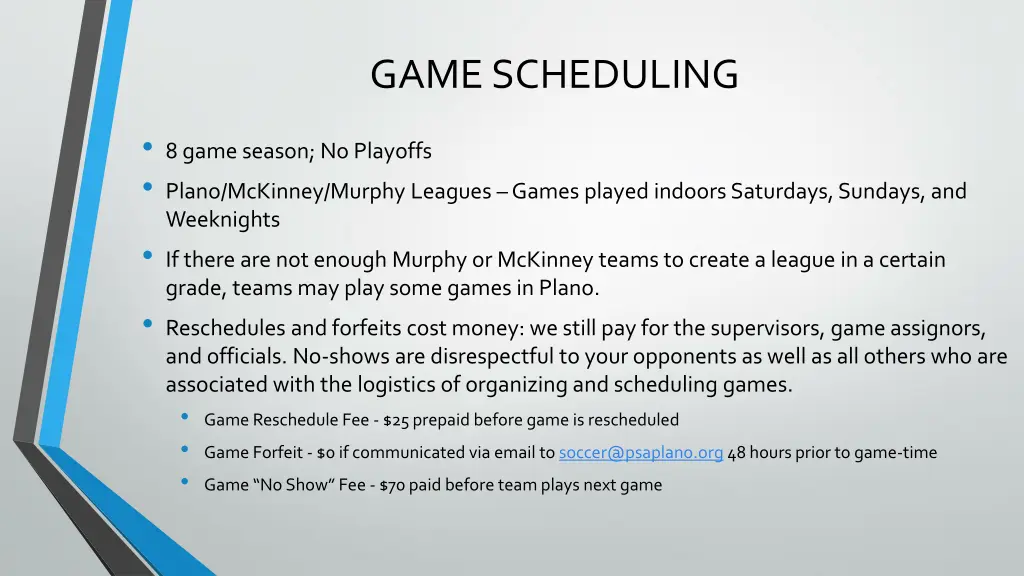 game scheduling