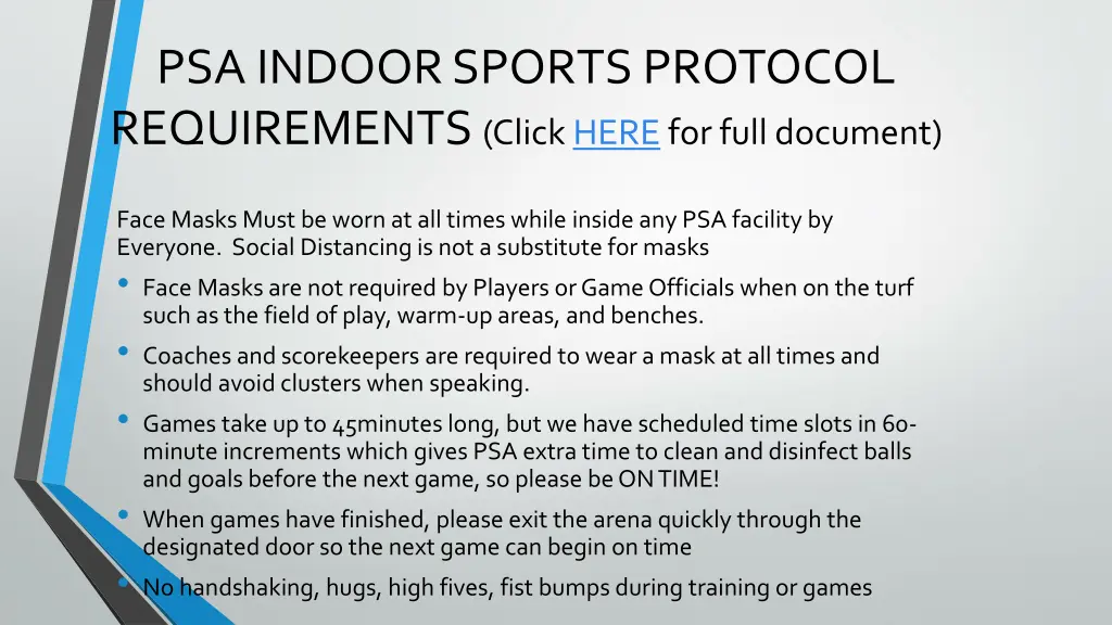 psa indoor sports protocol requirements click