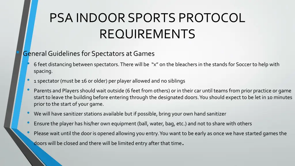 psa indoor sports protocol requirements general