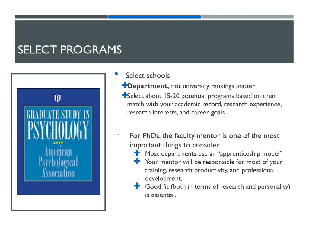 select programs