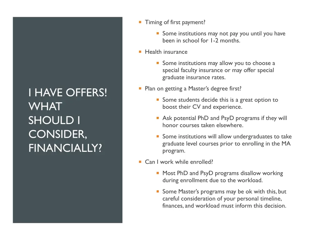 timing of first payment