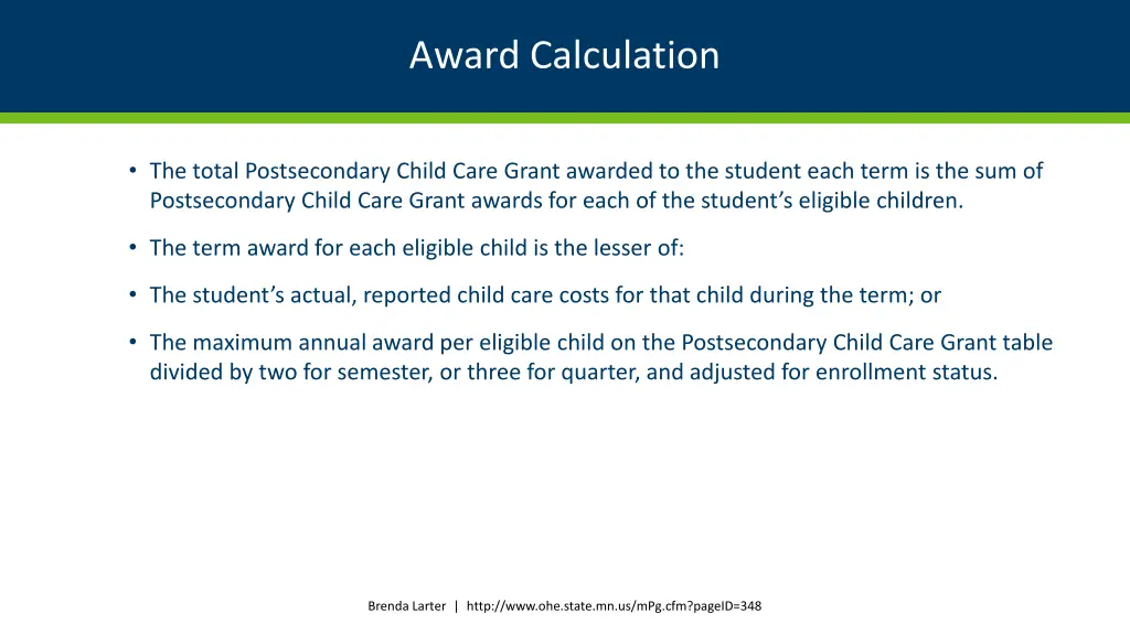 award calculation 1