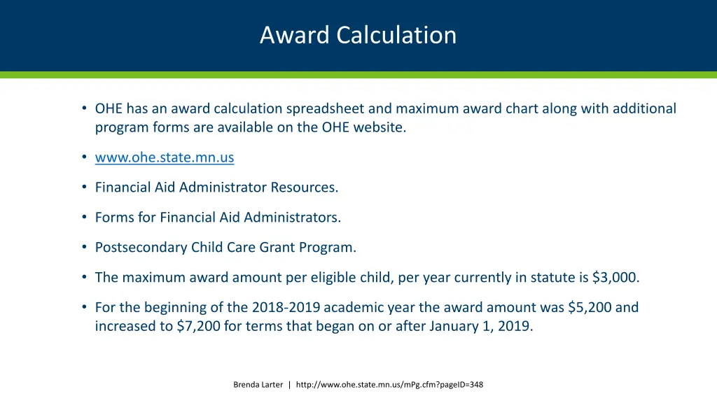 award calculation
