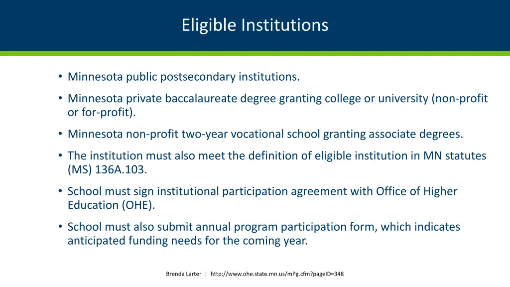 eligible institutions