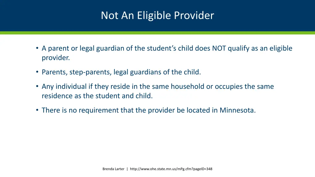 not an eligible provider