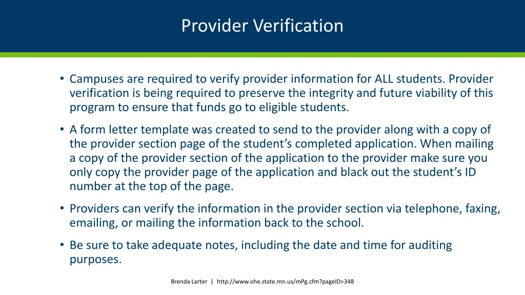 provider verification