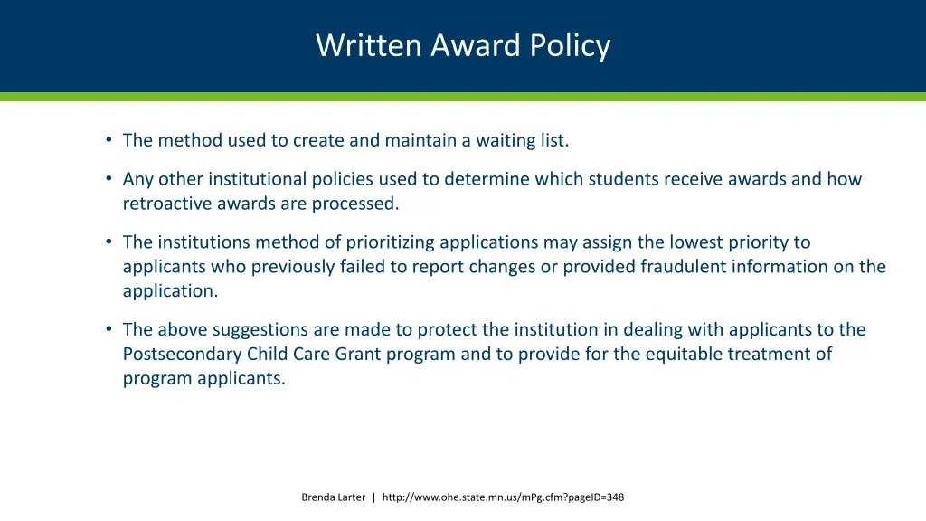 written award policy 2