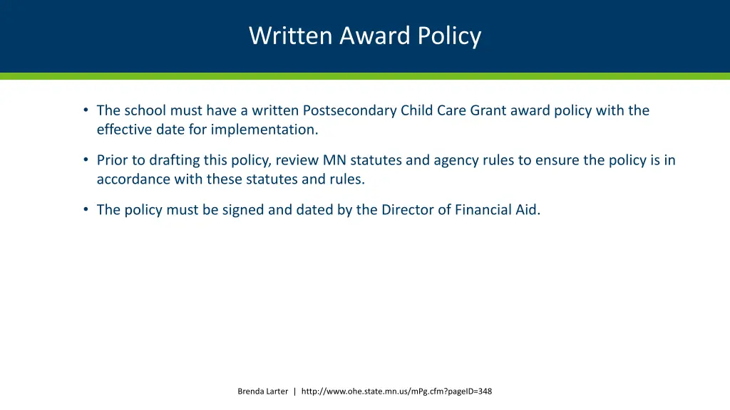 written award policy