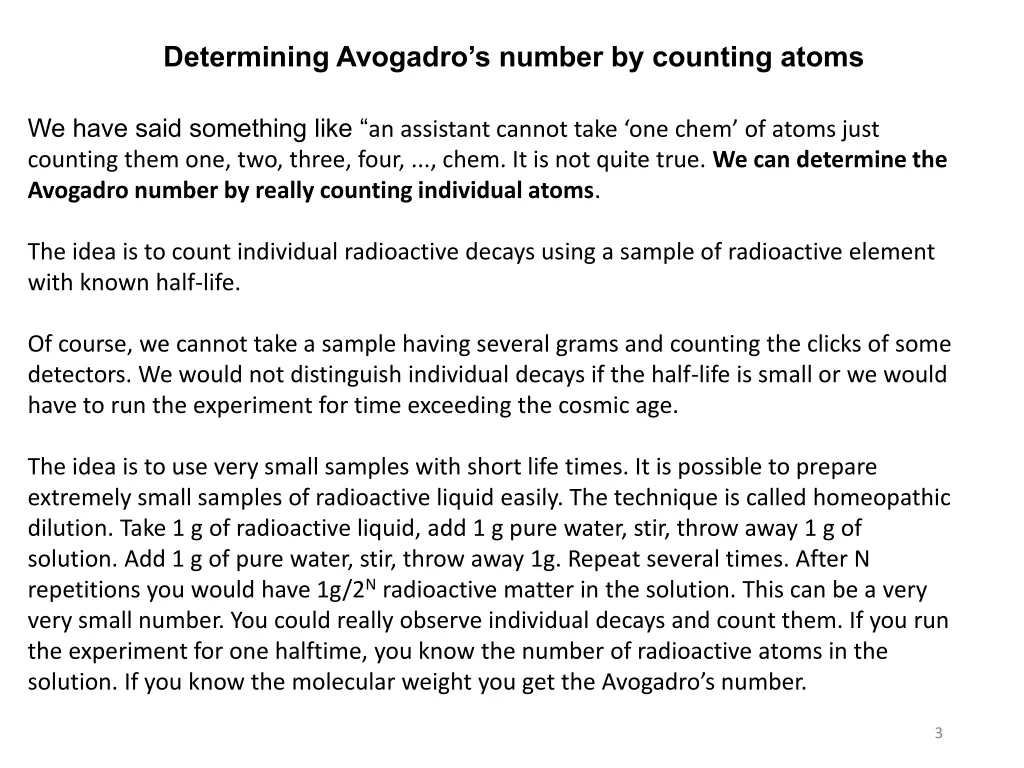 determining avogadro s number by counting atoms