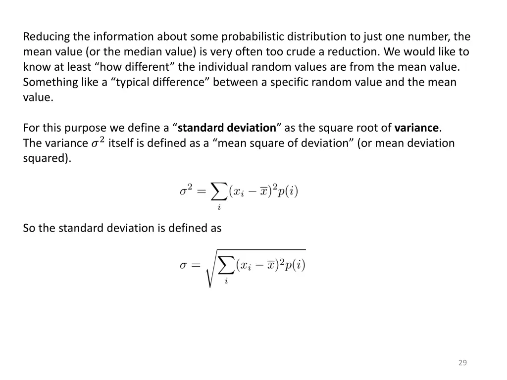 reducing the information about some probabilistic