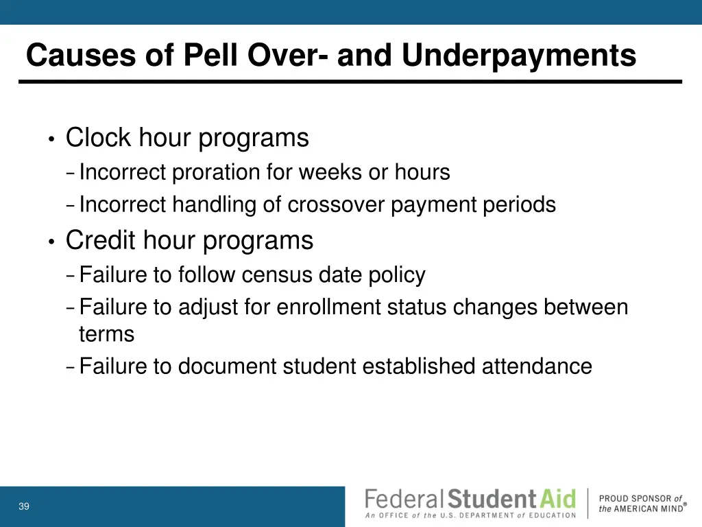 causes of pell over and underpayments