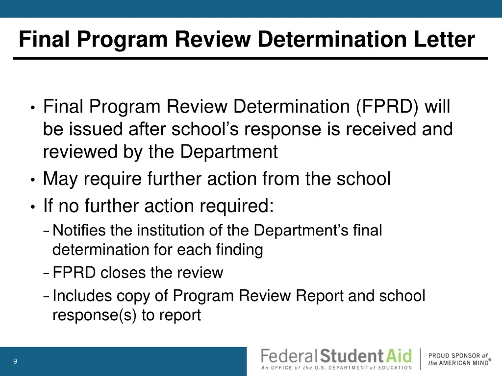final program review determination letter