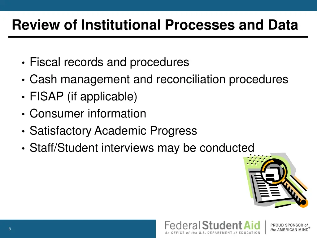 review of institutional processes and data 1