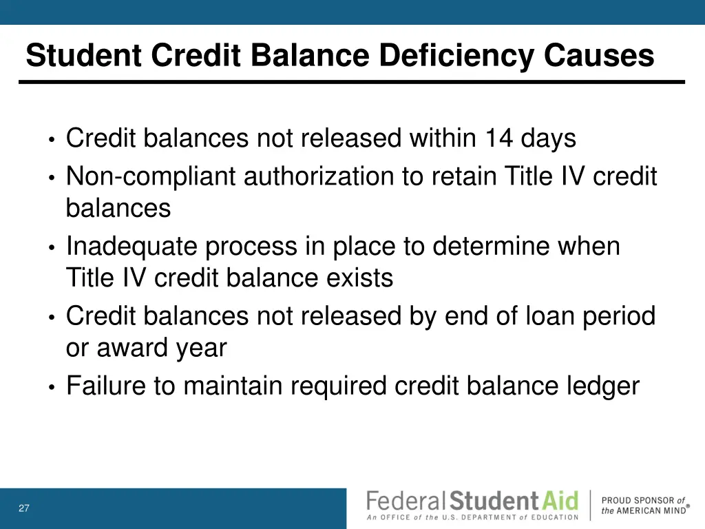 student credit balance deficiency causes