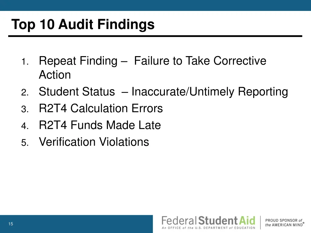 top 10 audit findings