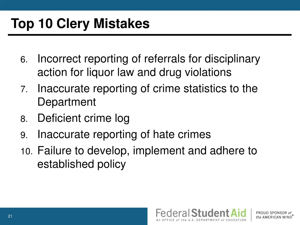 top 10 clery mistakes 1