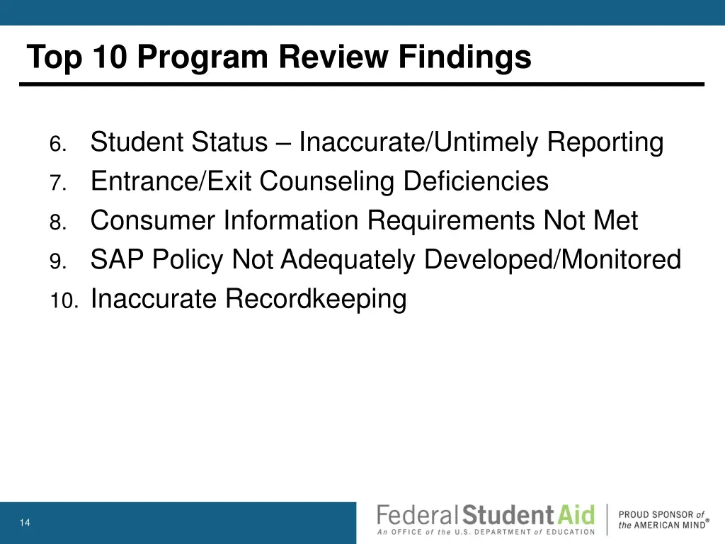 top 10 program review findings 1