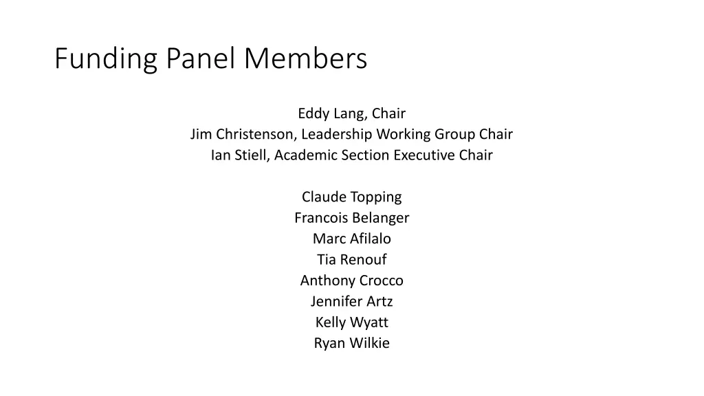funding panel members