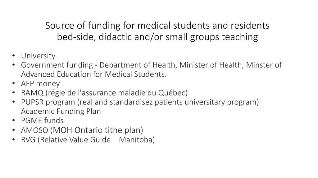 source of funding for medical students