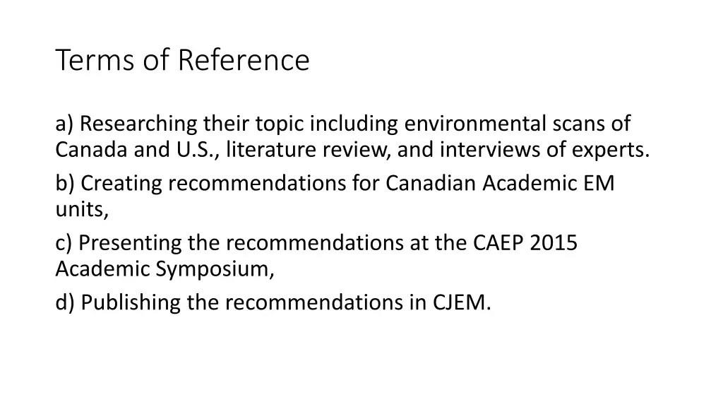 terms of reference