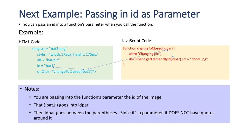 next example passing in id as parameter next