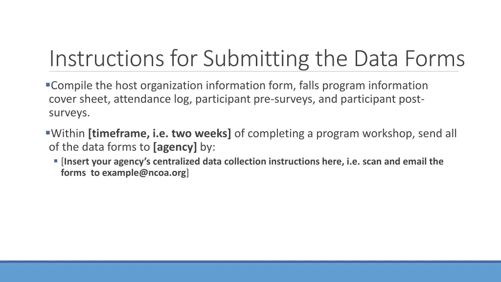 instructions for submitting the data forms