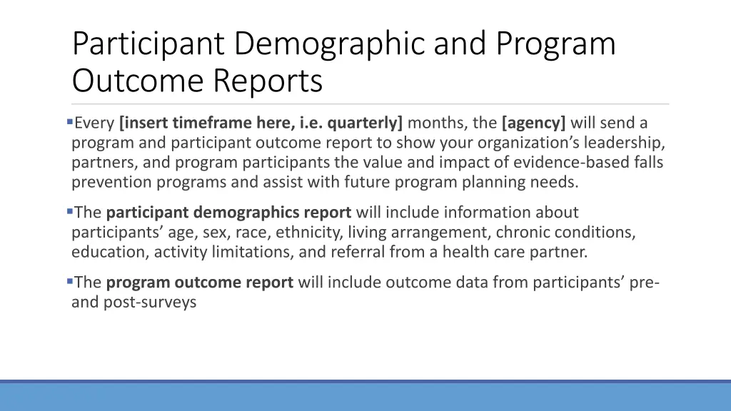 participant demographic and program outcome