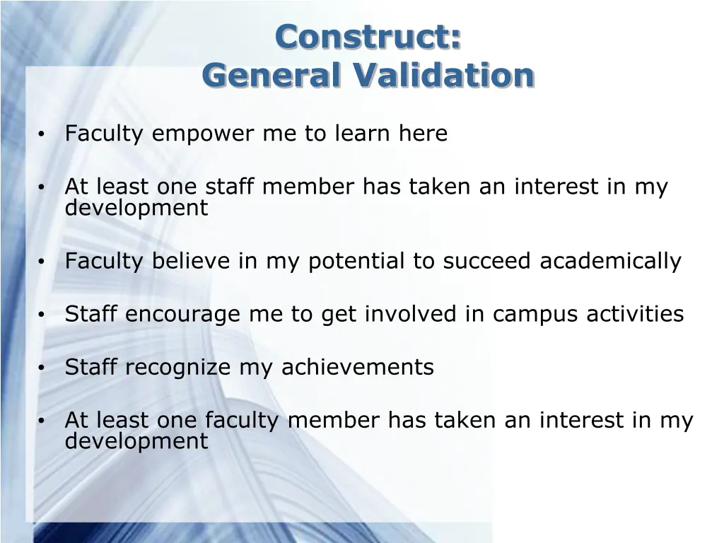 construct general validation