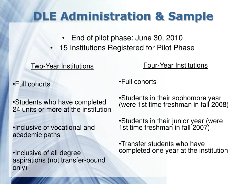 dle administration sample